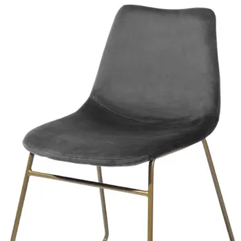 Set of Two Dark Green and Gold Upholstered Velvet Dining Side Chairs
