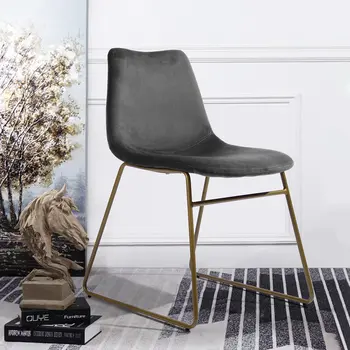 Set of Two Dark Green and Gold Upholstered Velvet Dining Side Chairs
