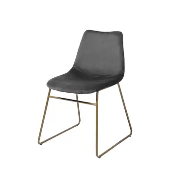 Set of Two Dark Green and Gold Upholstered Velvet Dining Side Chairs
