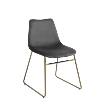 Set of Two Dark Green and Gold Upholstered Velvet Dining Side Chairs