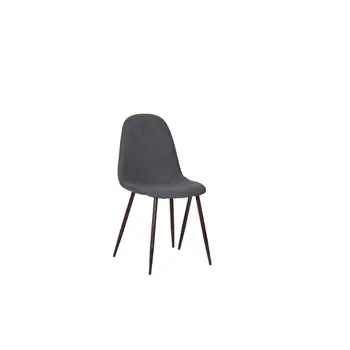 Set of Four Gray and Brown Upholstered Fabric Dining Side Chairs