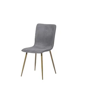 Set of Four Dark Gray and Gold Upholstered Fabric Dining Side Chairs