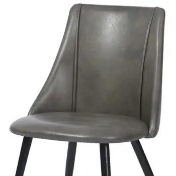 Set of Two Gray Black and Gold Upholstered Faux Leather Dining Side Chairs