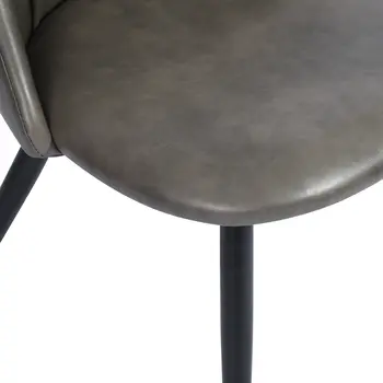 Set of Two Gray Black and Gold Upholstered Faux Leather Dining Side Chairs