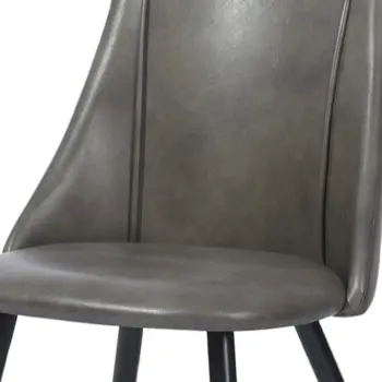 Set of Two Gray Black and Gold Upholstered Faux Leather Dining Side Chairs