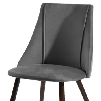 Set of Two Gray and Black Upholstered Fabric Dining Side Chairs