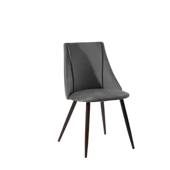Set of Two Gray and Black Upholstered Fabric Dining Side Chairs