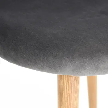 Set of Two Gray and Oak Upholstered Velvet Dining Side Chairs