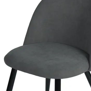 Set of Two Gray and Black Upholstered Fabric Dining Side Chairs