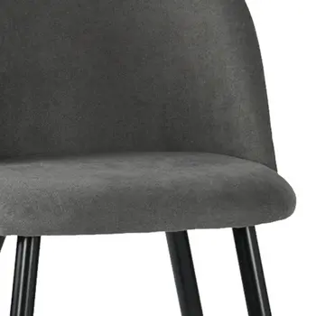 Set of Two Gray and Black Upholstered Fabric Dining Side Chairs