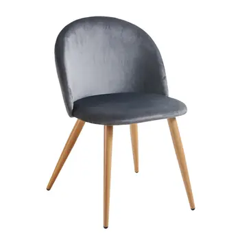 Charcoal and Oak Upholstered Velvet Dining Side Chair