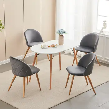 Charcoal and Oak Upholstered Velvet Dining Side Chair