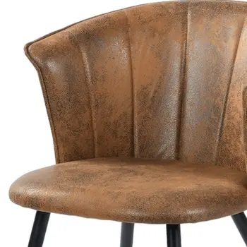 Set of Two Brown Black and Gold Upholstered Suede Dining Side Chairs