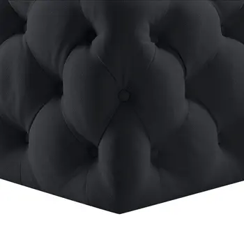 33" Black Velvet Rolling Tufted Cocktail Ottoman