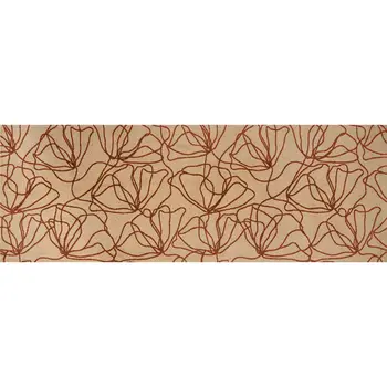 6' Beige And Bronze Floral Washable Runner Rug With UV Protection