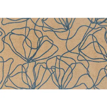 2' X 3' Beige And Blue Floral Washable Area Rug With UV Protection