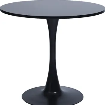 32" Black Wood Pedestal Base Round Top Dining Table