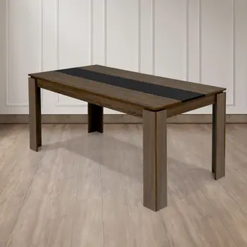 55" Brown and Black Wood Dining Table