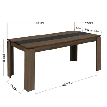 55" Brown and Black Wood Dining Table