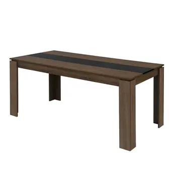 55" Brown and Black Wood Dining Table