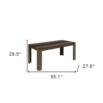 55" Brown and Black Wood Dining Table