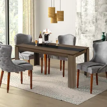 63" Brown and Black Wood Dining Table