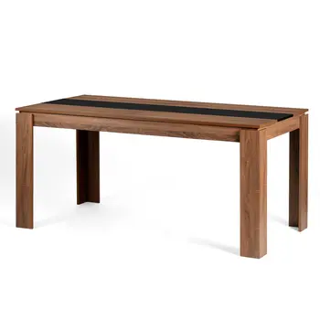 63" Brown and Black Wood Dining Table