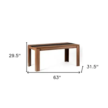 63" Brown and Black Wood Dining Table