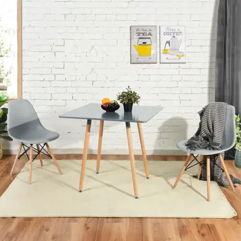 32" Gray and Natural Wood Square Dining Table
