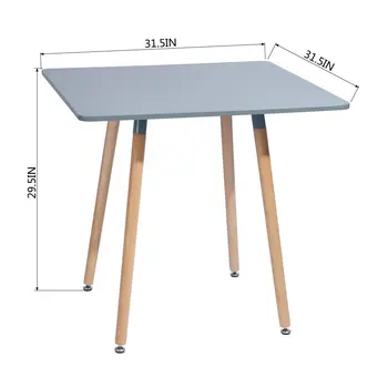 32" Gray and Natural Wood Square Dining Table
