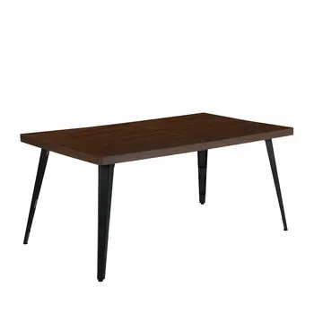 63" Dark Brown and Black Wood and Metal Dining Table