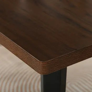 63" Dark Brown and Black Wood and Metal Dining Table