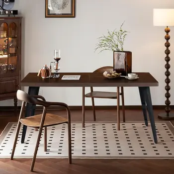 63" Dark Brown and Black Wood and Metal Dining Table