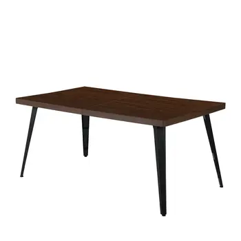 63" Dark Brown and Black Wood and Metal Dining Table