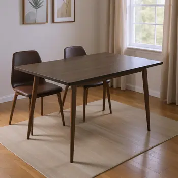 47" Dark Brown and Black Wood and Metal Dining Table