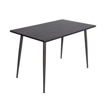 47" Dark Brown and Black Wood and Metal Dining Table