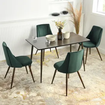 47" Dark Brown and Black Wood and Metal Dining Table