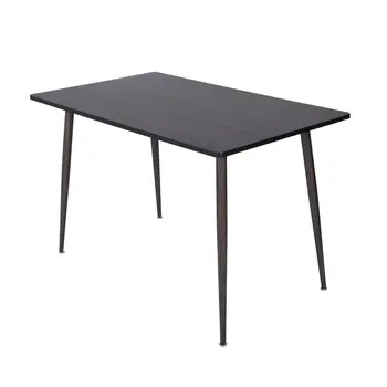 47" Dark Brown and Black Wood and Metal Dining Table