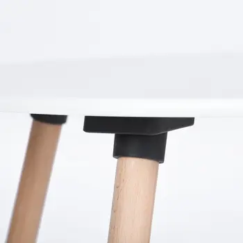 32" White and Natural Wood Round Top Dining Table