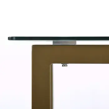 47" Clear And Gold Glass And Stainless Steel Sled Base Dining Table