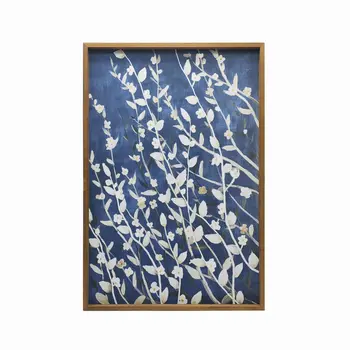 Azure Blossoms Brown Framed Canvas Wall Art