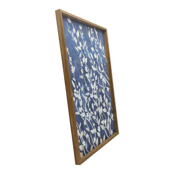 Azure Blossoms Brown Framed Canvas Wall Art