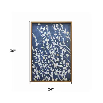 Azure Blossoms Brown Framed Canvas Wall Art