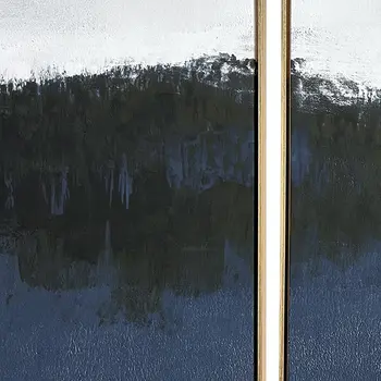 Set Of Three Sapphire Abstract Gold Floater Frame Wall Art
