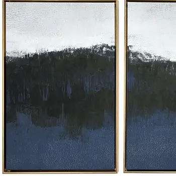 Set Of Three Sapphire Abstract Gold Floater Frame Wall Art