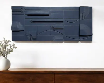 Blue Modern Geometric Wrapped Canvas Wall Art