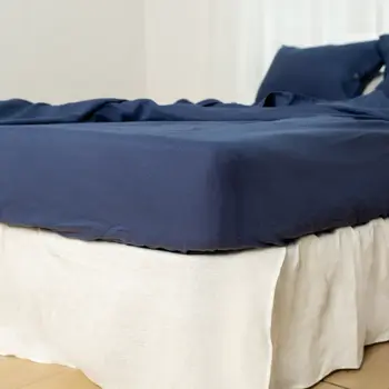 Navy Blue Linen California King Fitted sheet