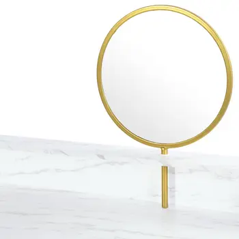 41" White And Gold Faux Marble and Steel Vanity Table with Mirror