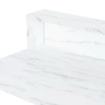 41" White And Gold Faux Marble and Steel Vanity Table with Mirror