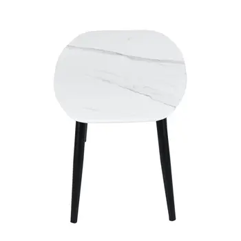 43" White and Black Faux Marble And Steel Coffee Table
